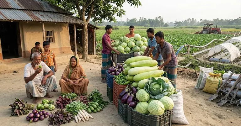 ফসলের প্রাচুর্যে ভরা গ্রামীণ বাংলার এক চিরচেনা চিত্র